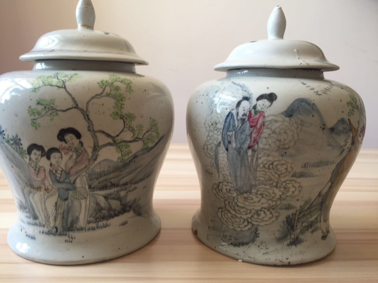 浅浆彩人物故事将军罐 晚清